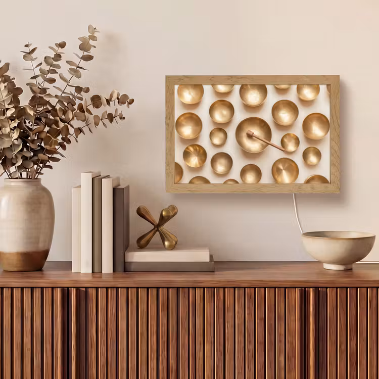 Symmetrisch - Goud - Brons - Balans Light Box met kabel (Tafellamp) klein -sfeer2
