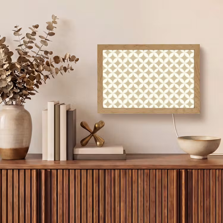 Symmetrisch - Motief - Beige Light Box met kabel (Tafellamp) klein 924 -sfeer2