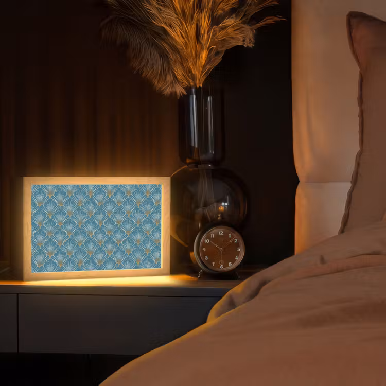 Symmetrisch - Patroon - Blauw Light Box met kabel (Tafellamp) klein 924 -sfeer1