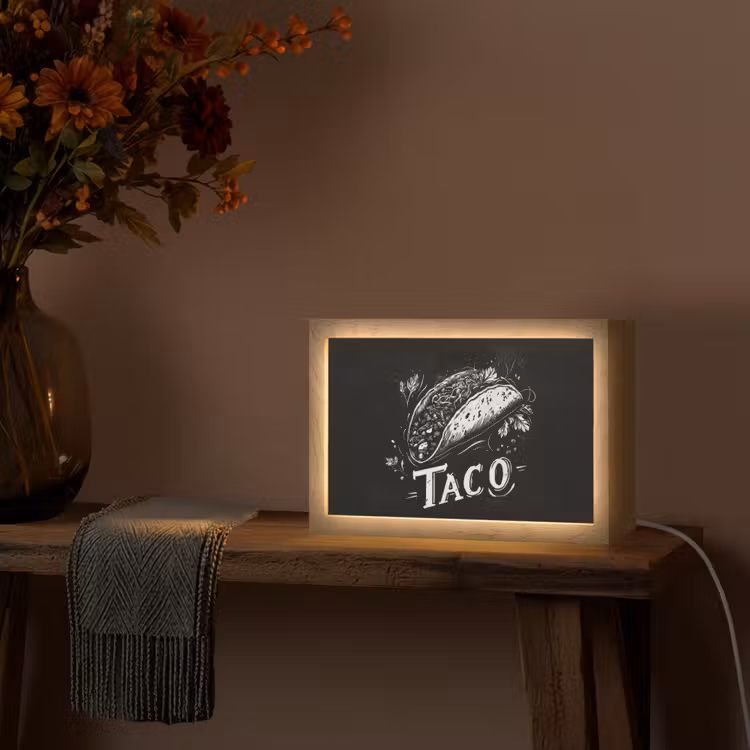 Taco - Kruiden - Witte krijtstijl - Tekst Light Box met kabel (Tafellamp) klein -sfeer4