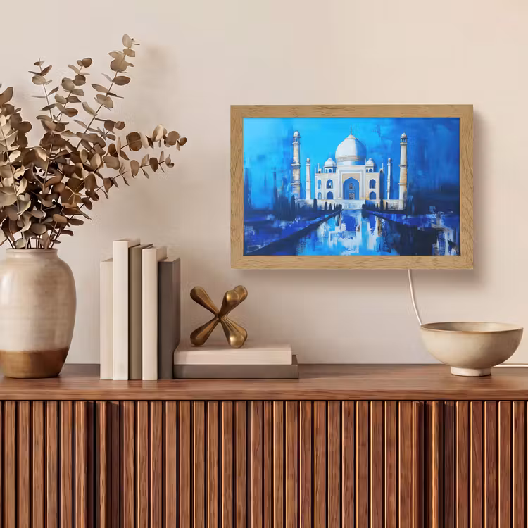 Taj Mahal - Ramadan - Blauw - Islamitische Light Box met kabel (Tafellamp) klein -sfeer2