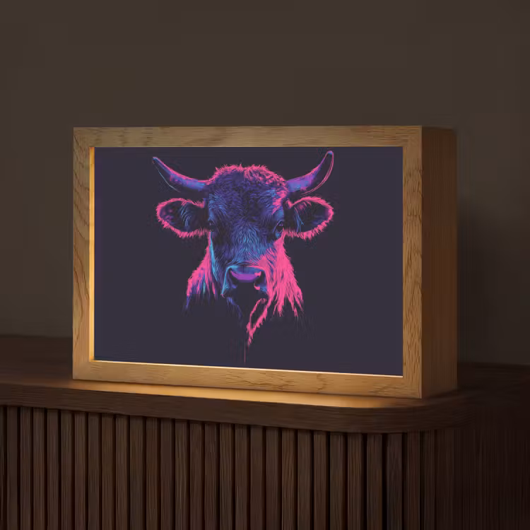 Stier - Neon - Zwart - Kleur Light Box met kabel (Tafellamp) klein -z3d_website