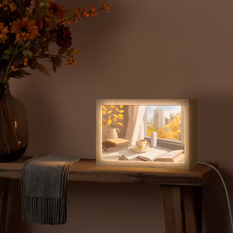 Thee - Boek - Thee - Herfst Light Box met kabel (Tafellamp) klein -sfeer4