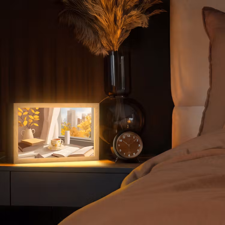 Thee - Boek - Thee - Herfst Light Box met kabel (Tafellamp) klein -sfeer1