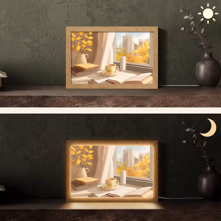 Thee - Boek - Thee - Herfst Light Box met kabel (Tafellamp) klein -sfeer3