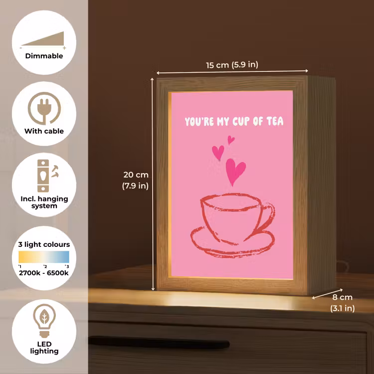 Thee - Roze - Valentijn - Tekst Light Box met kabel (Tafellamp) klein -USP_EN