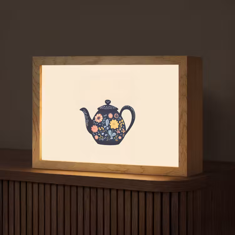 Theepot - Kleurrijk - Bloemen Light Box met kabel (Tafellamp) klein -z3d_website