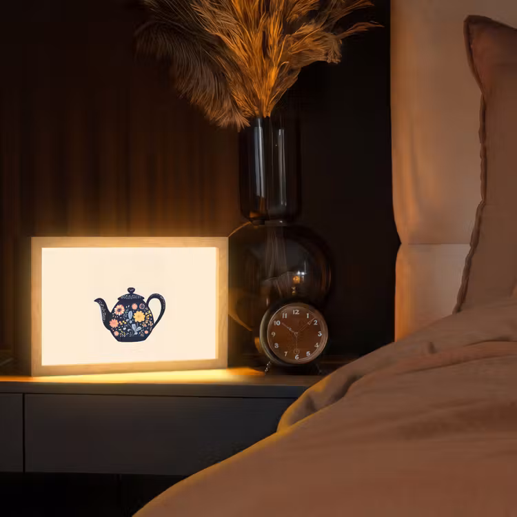 Theepot - Kleurrijk - Bloemen Light Box met kabel (Tafellamp) klein -sfeer1