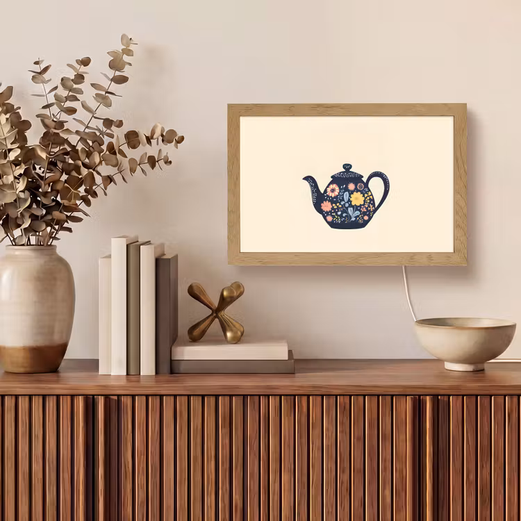 Theepot - Kleurrijk - Bloemen Light Box met kabel (Tafellamp) klein -sfeer2