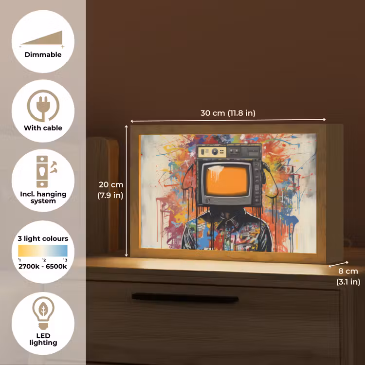 Televisie - Graffiti - Mens - Kleuren Light Box met kabel (Tafellamp) klein -USP_EN