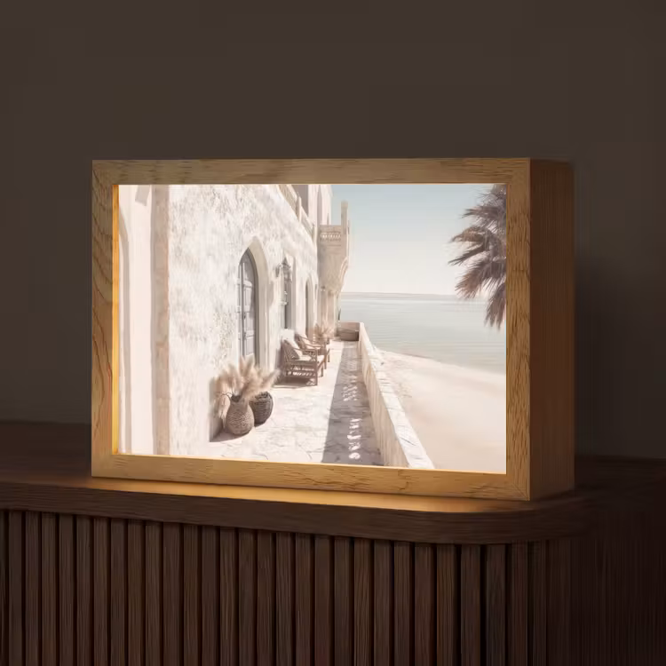 Terras - Stoelen - Strand - Beige Light Box met kabel (Tafellamp) klein -z3d_website