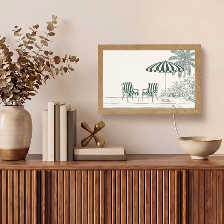 Terras - Illustratie - Groen Light Box met kabel (Tafellamp) klein -sfeer2