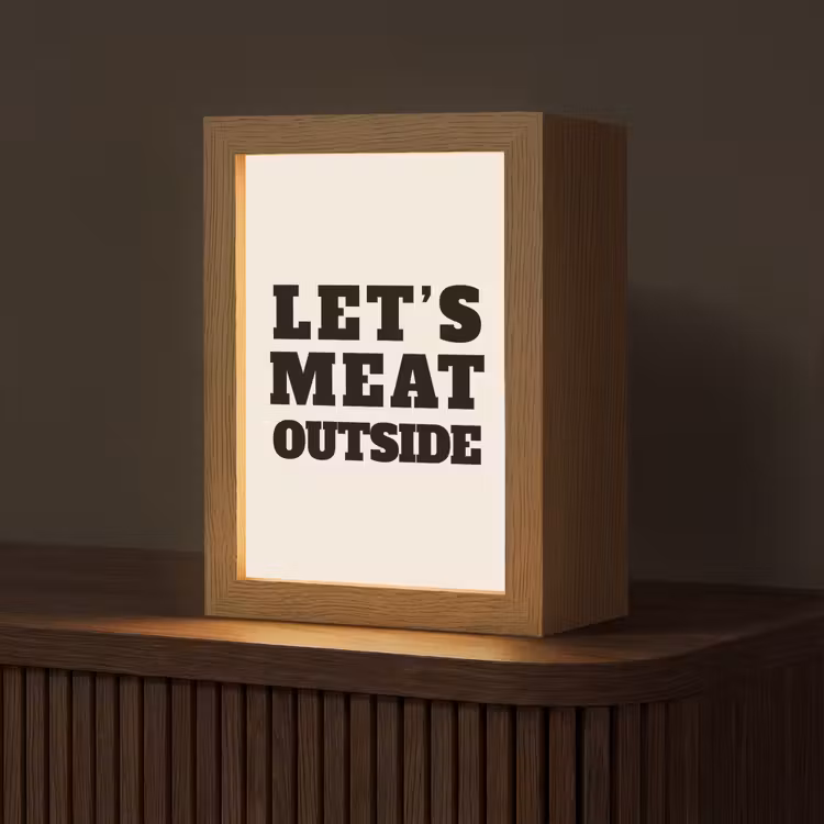 Tekst - Blokletters - Zwart - Vlees Light Box met kabel (Tafellamp) klein -z3d_website