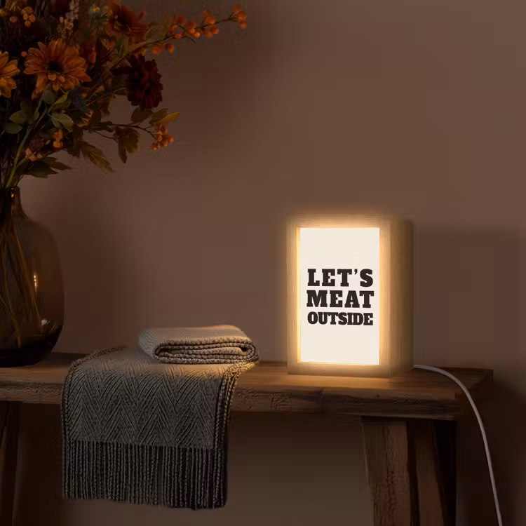 Tekst - Blokletters - Zwart - Vlees Light Box met kabel (Tafellamp) klein -sfeer4