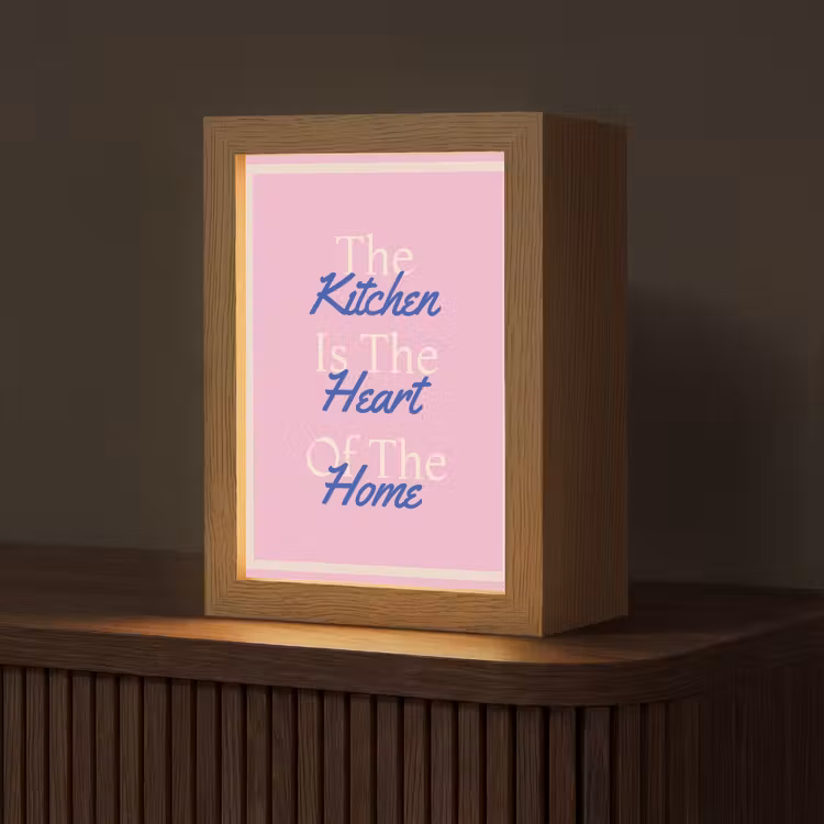 Tekst - Blauw - Keuken - Kader Light Box met kabel (Tafellamp) klein -z3d_website