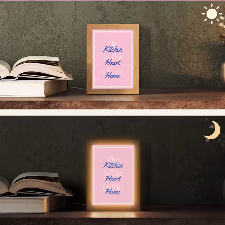 Tekst - Blauw - Keuken - Kader Light Box met kabel (Tafellamp) klein -sfeer3