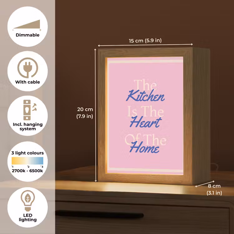 Tekst - Blauw - Keuken - Kader Light Box met kabel (Tafellamp) klein -USP_EN