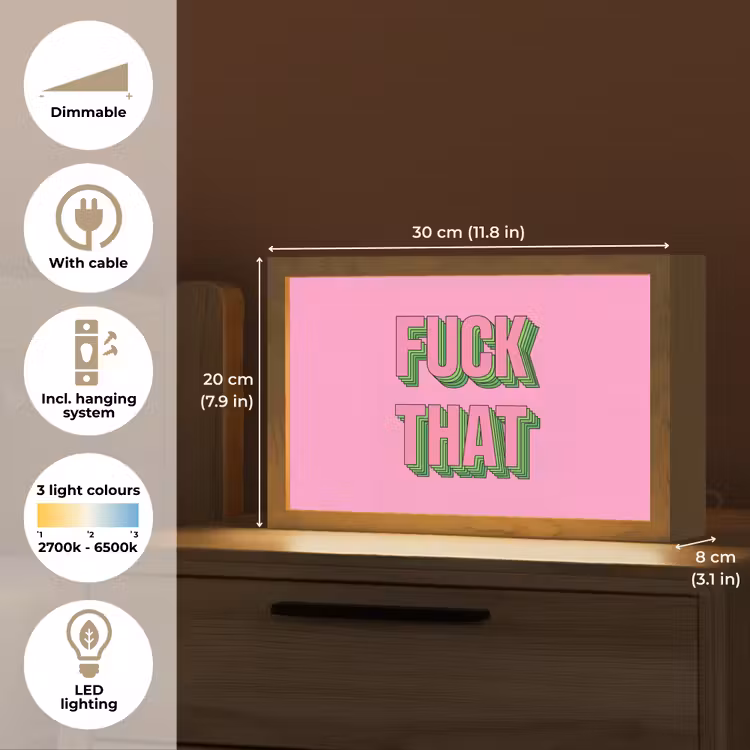 Tekst - Bold - Roze Light Box met kabel (Tafellamp) klein -USP_EN