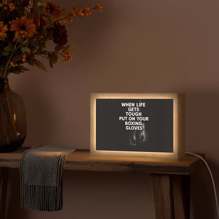 Tekst - Bokshandschoenen - Wit Light Box met kabel (Tafellamp) klein -sfeer4