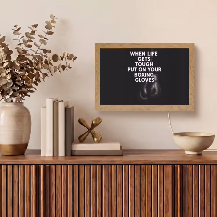 Tekst - Bokshandschoenen - Wit Light Box met kabel (Tafellamp) klein -sfeer2