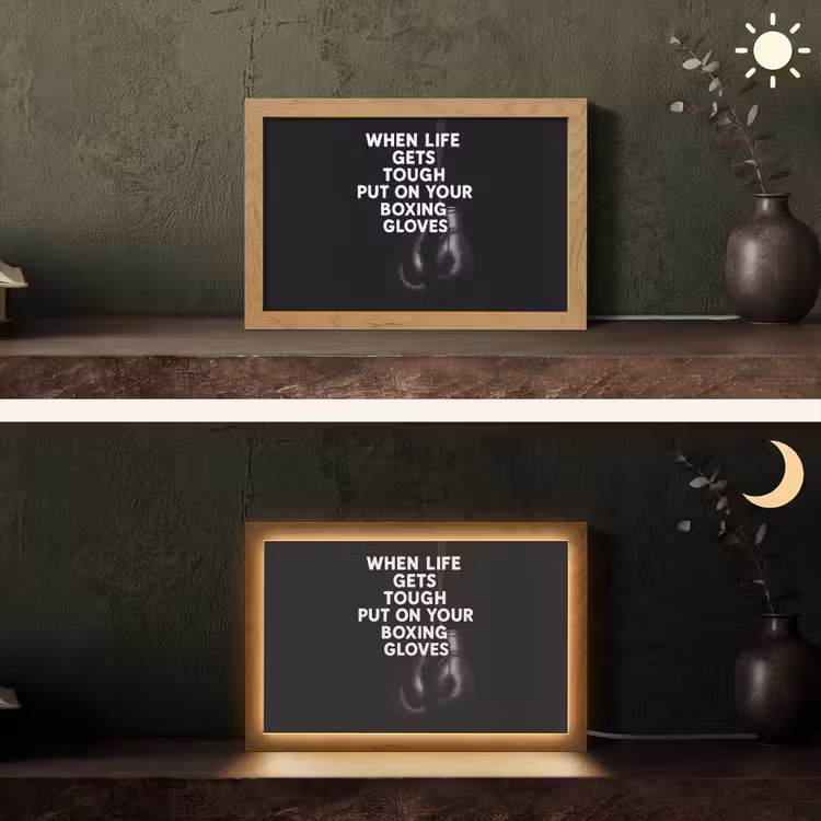 Tekst - Bokshandschoenen - Wit Light Box met kabel (Tafellamp) klein -sfeer3
