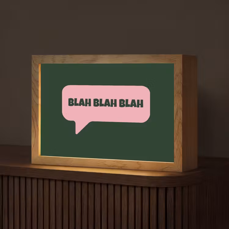 Tekstwolk - BLAH BLAH BLAH - Roze Light Box met kabel (Tafellamp) klein -z3d_website