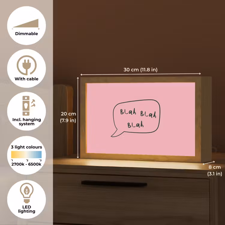 Tekstwolkje - BLAH BLAH BLAH - Roze Light Box met kabel (Tafellamp) klein -USP_EN