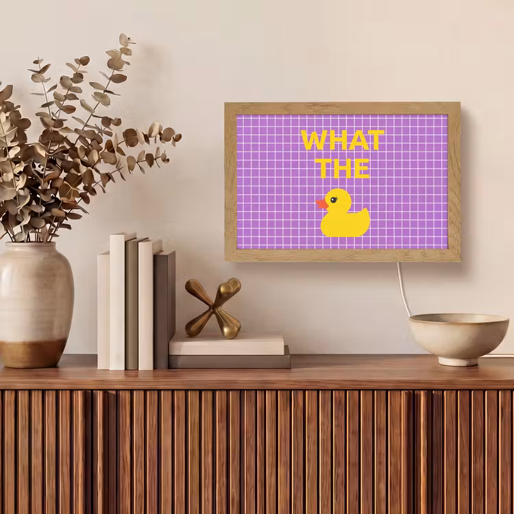 Tekst - Eend - Paars Light Box met kabel (Tafellamp) klein -sfeer2
