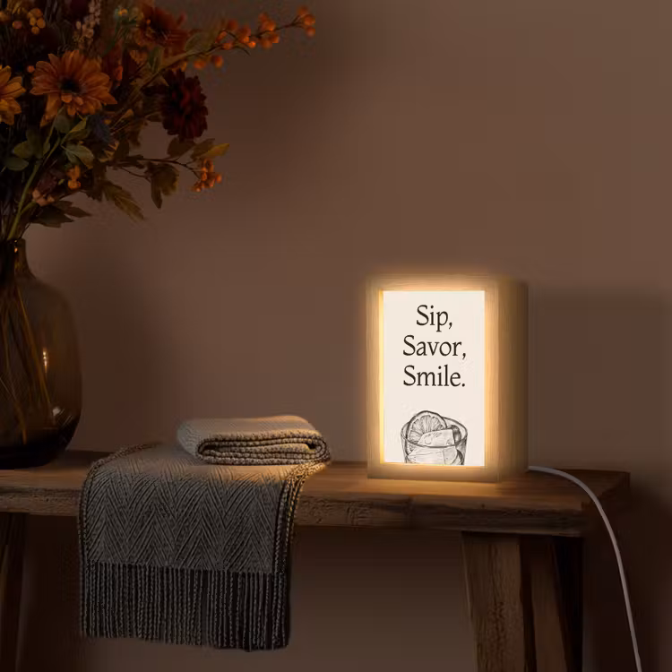 Tekst - Glas - Getekend - Citroen Light Box met kabel (Tafellamp) klein -sfeer4
