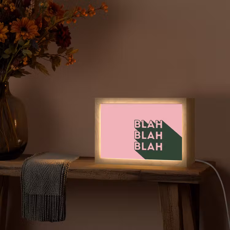 Tekst - Grafisch - Groen - Schaduw Light Box met kabel (Tafellamp) klein -sfeer4