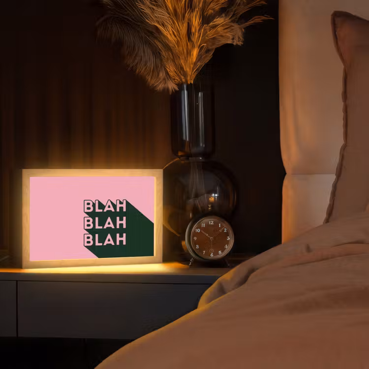 Tekst - Grafisch - Groen - Schaduw Light Box met kabel (Tafellamp) klein -sfeer1