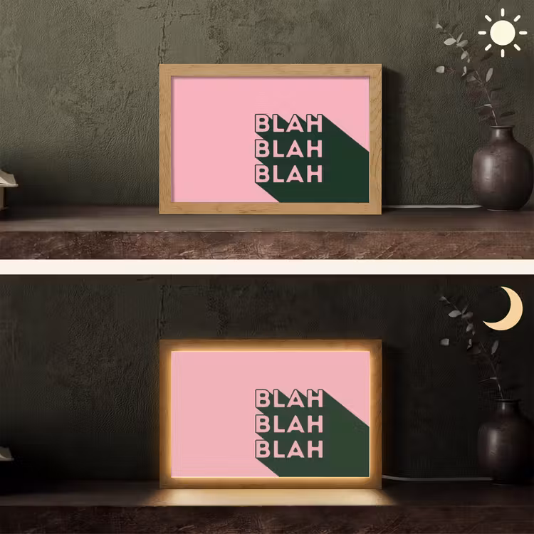 Tekst - Grafisch - Groen - Schaduw Light Box met kabel (Tafellamp) klein -sfeer3
