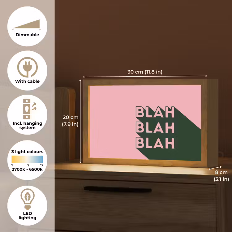 Tekst - Grafisch - Groen - Schaduw Light Box met kabel (Tafellamp) klein -USP_EN