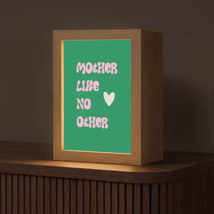Tekst - Hartje - Moeder - Groen Light Box met kabel (Tafellamp) klein -z3d_website