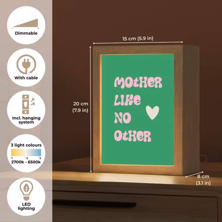 Tekst - Hartje - Moeder - Groen Light Box met kabel (Tafellamp) klein -USP_EN