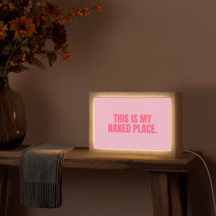 Tekst - Modern - Roze Light Box met kabel (Tafellamp) klein -sfeer4