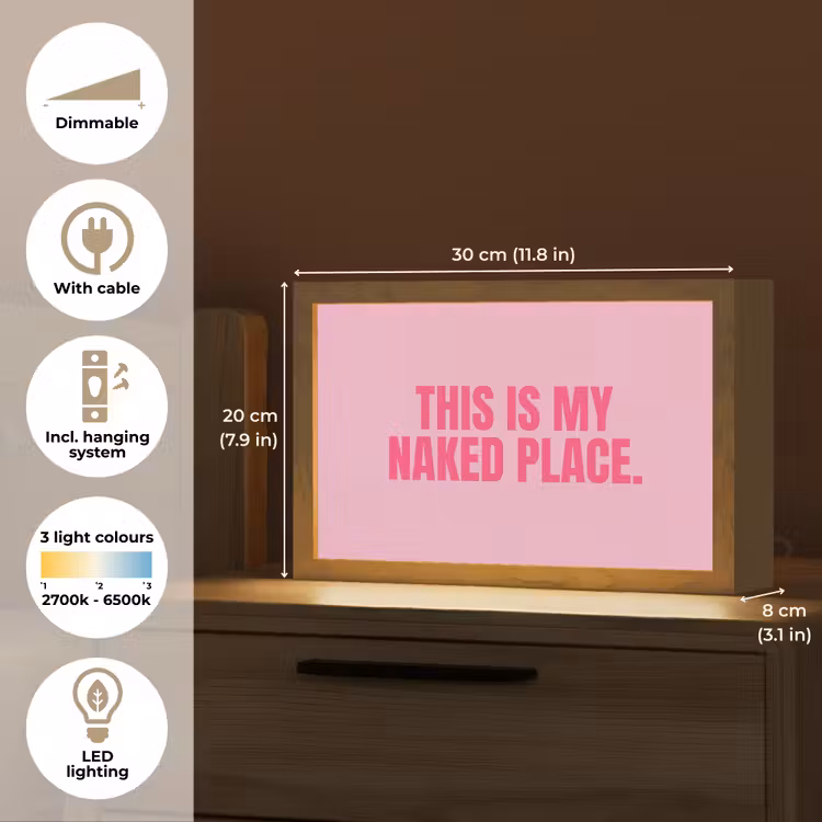 Tekst - Modern - Roze Light Box met kabel (Tafellamp) klein -USP_EN