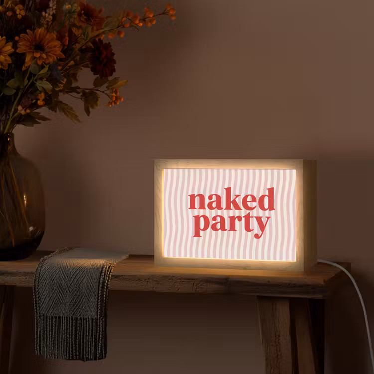 Tekst - Modern - Strepen Light Box met kabel (Tafellamp) klein -sfeer4