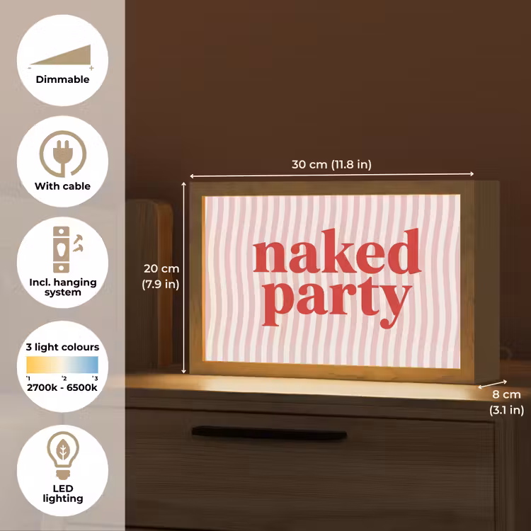 Tekst - Modern - Strepen Light Box met kabel (Tafellamp) klein -USP_EN