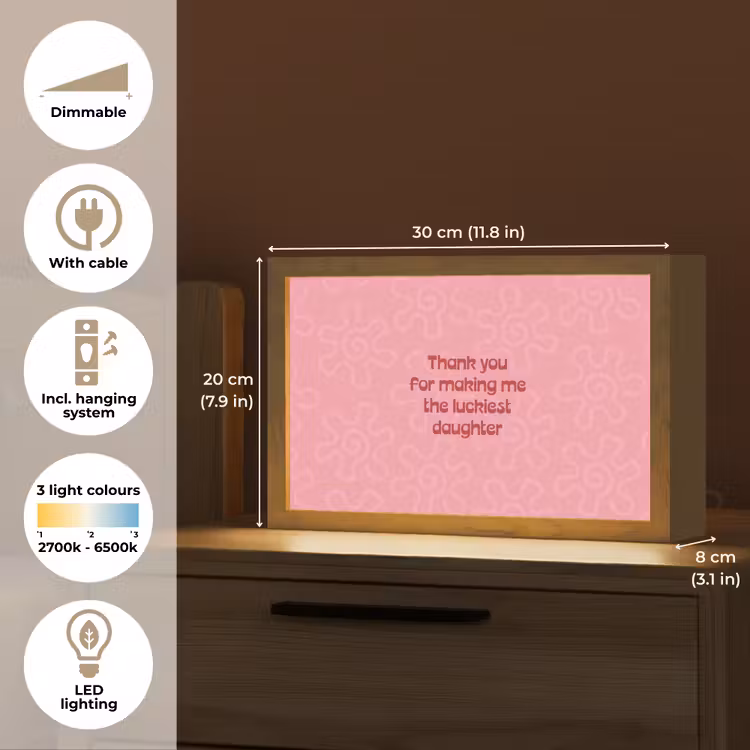Tekst - Rood - Moederdag Light Box met kabel (Tafellamp) klein -USP_EN