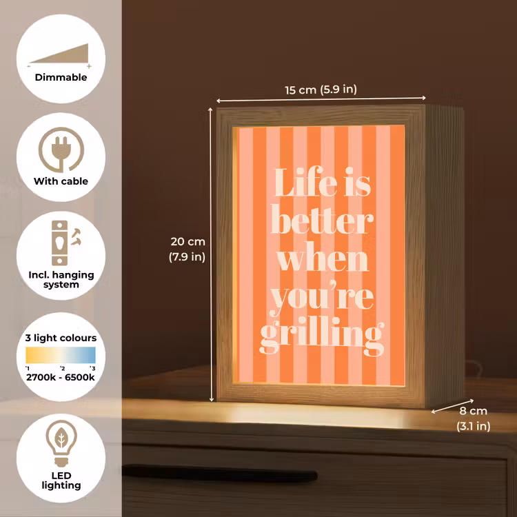 Tekst - Gestreept - Oranje - Zomer Light Box met kabel (Tafellamp) klein -USP_EN