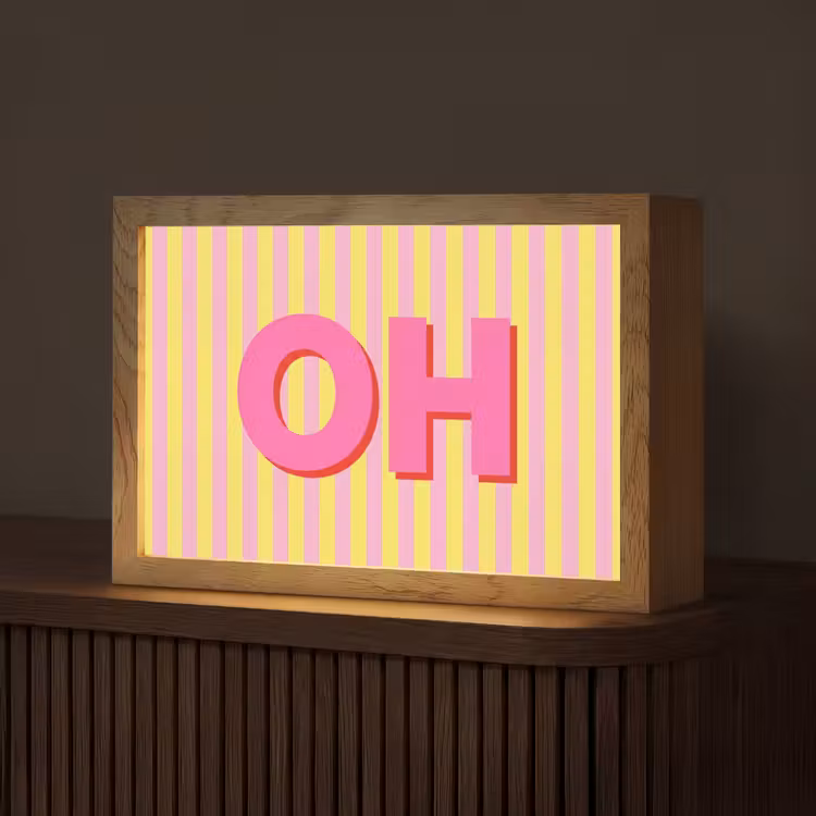 Tekst - Strepen - Roze Light Box met kabel (Tafellamp) klein -z3d_website