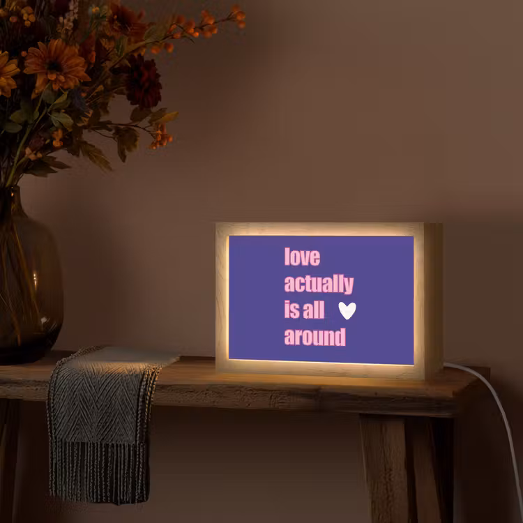 Tekst - Valentijn - Love - Blauw Light Box met kabel (Tafellamp) klein -sfeer4
