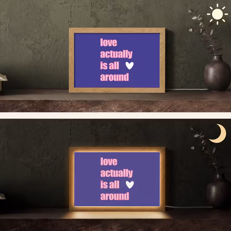 Tekst - Valentijn - Love - Blauw Light Box met kabel (Tafellamp) klein -sfeer3