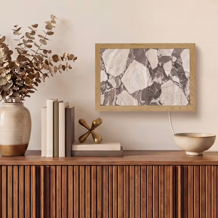 Textuur - Marmer - Abstract - Beige - Bruin Light Box met kabel (Tafellamp) klein -sfeer2