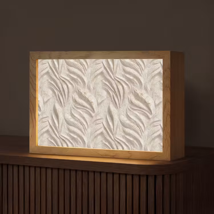 Textuur - Reliëf - Beige Light Box met kabel (Tafellamp) klein 924 -z3d_website
