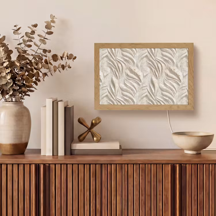 Textuur - Reliëf - Beige Light Box met kabel (Tafellamp) klein 924 -sfeer2