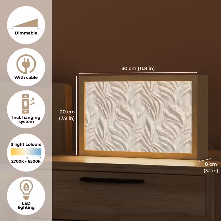 Textuur - Reliëf - Beige Light Box met kabel (Tafellamp) klein 924 -USP_EN