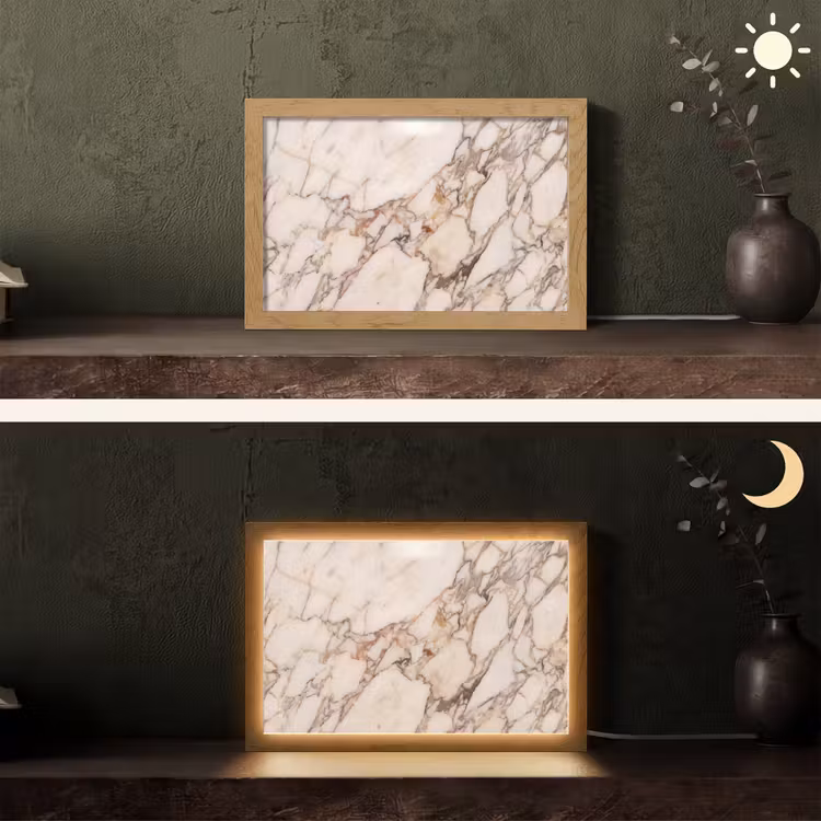 Textuur - Gesteente - Aderen - Abstract - Wit Light Box met kabel (Tafellamp) klein -sfeer3