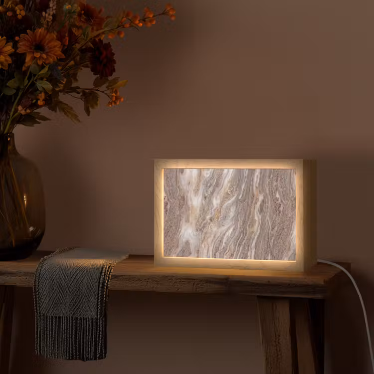 Textuur - Steen - Abstract - Beige Light Box met kabel (Tafellamp) klein -sfeer4